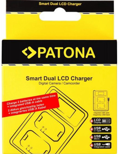 PATONA SMART DUAL LCD USB CHARGER NIKON EN-EL15 ENEL15 D600 D610 D7000 D7100 D800 D8000 D800E D810 Z6 Z7