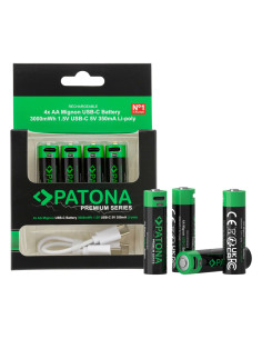 PATONA PREMIUM USB-C 4X AA STILO RECHARGEABLE LITHIUM 3000MWH 1.5V WITH CABLE