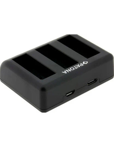 PATONA CARICATORE TRIPLO PER  DJI OSMO ACTION 3 E  OSMO ACTION 4 BCX202 CAVO USB-C INCLUSO