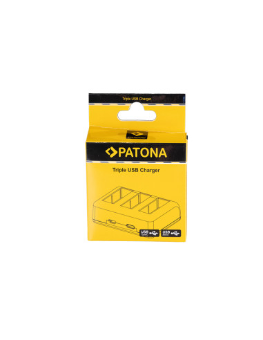 PATONA CARICATORE TRIPLO PER  DJI OSMO ACTION 3 E  OSMO ACTION 4 BCX202 CAVO USB-C INCLUSO