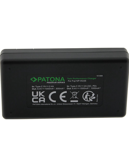 PATONA PREMIUM TWIN PERFORMANCE PD CHARGER FOR FUJI NP-W235 FUJIFILM X-T4 XT4 INCL. USB-C CABLE