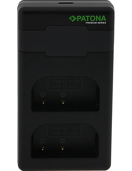PATONA PREMIUM TWIN PERFORMANCE PD CHARGER FOR PANASONIC LUMIX DMC-GH3 GH3A GH4 DMW-BLF19 INCL. USB-C CABLE