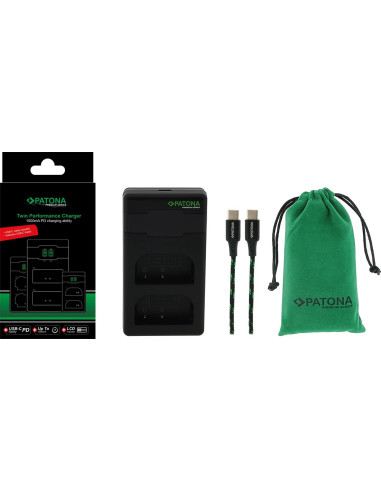 PATONA PREMIUM TWIN PERFORMANCE PD CHARGER FOR PANASONIC LUMIX DMC-GH3 GH3A GH4 DMW-BLF19 INCL. USB-C CABLE