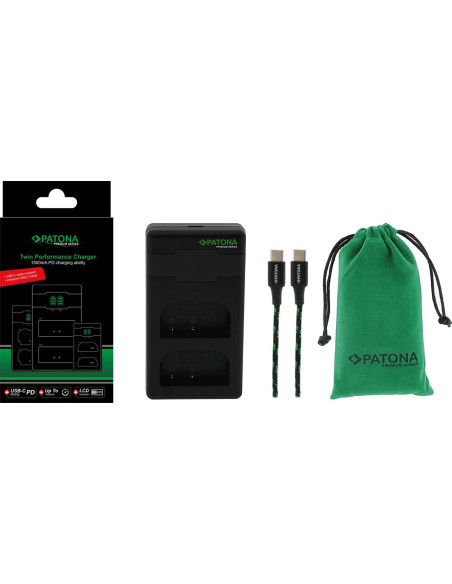 PATONA PREMIUM TWIN PERFORMANCE PD CHARGER FOR PANASONIC LUMIX DMC-GH3 GH3A GH4 DMW-BLF19 INCL. USB-C CABLE