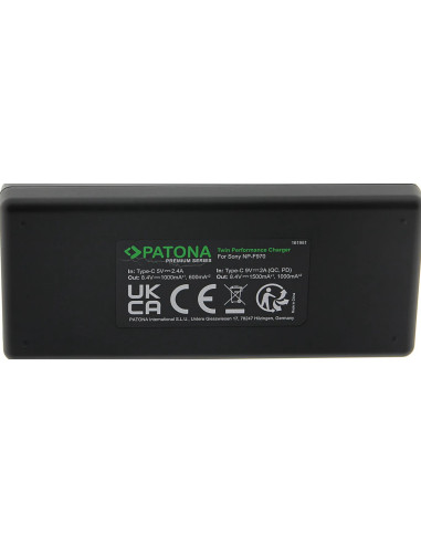 PATONA PREMIUM TWIN PERFORMANCE PD CHARGER FOR SONY F550 F750 F970 FM50 FM500H INCL. USB-C CABLE