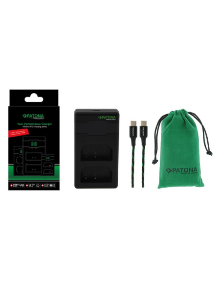 PATONA PREMIUM TWIN PERFORMANCE PD CHARGER FOR SONY NP-FW50 NEX A33 A55 NEX.3 NEX.3C NEX.5 NEX.5A NEX.5C INCL. USB-C CABLE
