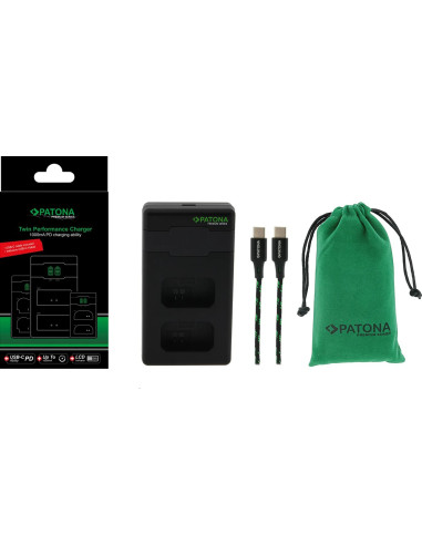 PATONA PREMIUM TWIN PERFORMANCE PD CHARGER FOR SONY NP-FW50 NEX A33 A55 NEX.3 NEX.3C NEX.5 NEX.5A NEX.5C INCL. USB-C CABLE