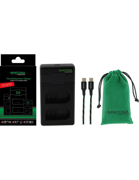 PATONA PREMIUM TWIN PERFORMANCE PD CHARGER FOR NIKON EN-EL15 D600 D750 D800 D810 D810A D7000 D7100 D7200 D750 INCL. USB-C CABLE