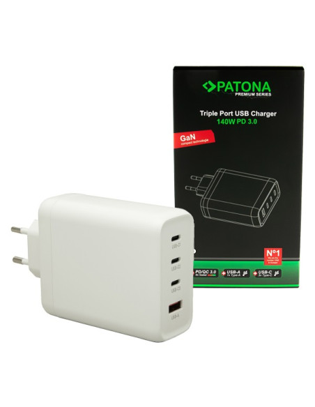 PATONA PREMIUM PD140W 3XUSB-C 1XUSB-A ADAPTER PD3.0 QC3.0 BIANCO
