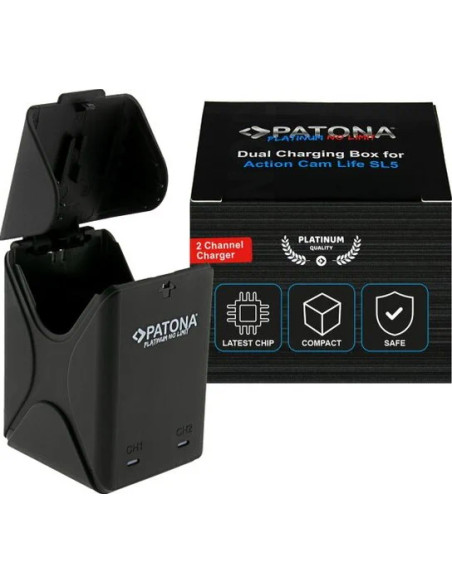 PATONA PLATINUM DUAL CHARGER BOX PER BATTEIRA PATONA ACTION CAM SL5