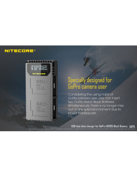 NITECORE CARICABATTERIA UGP5 PER GOPRO HERO 5 BLACK